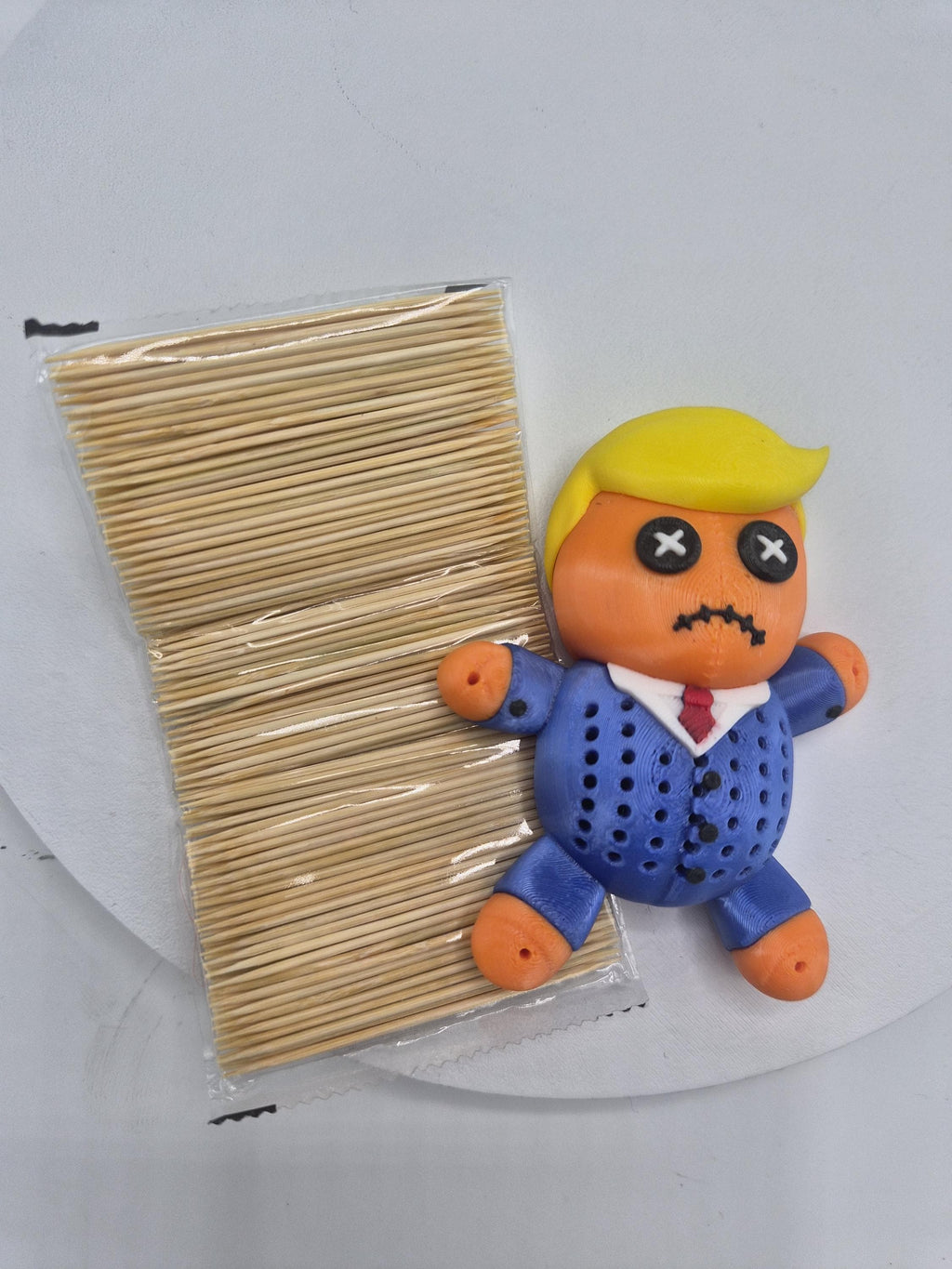 Whimsical Orange Trump Toothpick Holder - 3D Printed Voodoo Doll for a Fun Twist!