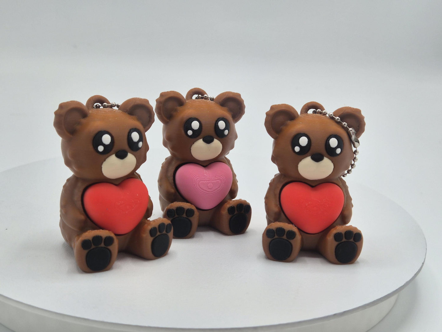 Cute Teddy Bear with Heart Fidget Clickers Keychains | Great Gift Idea!