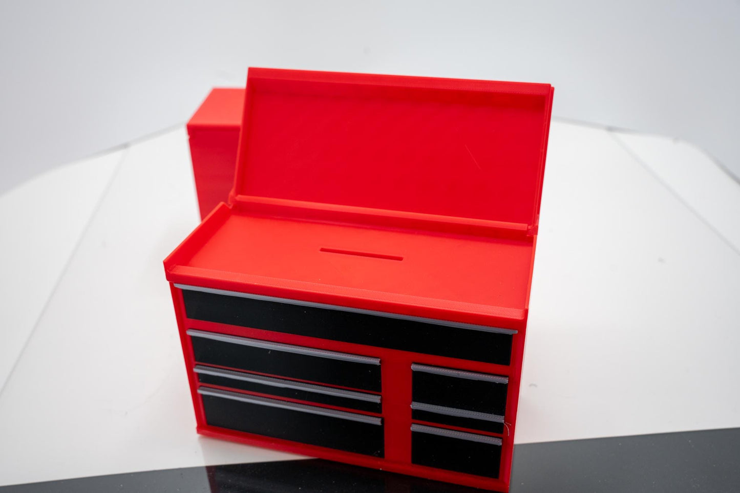 Toolbox Bank with Hinged Working Lid - Inspired by Rolling Cart Big Toolbox Brands Piggy Bank