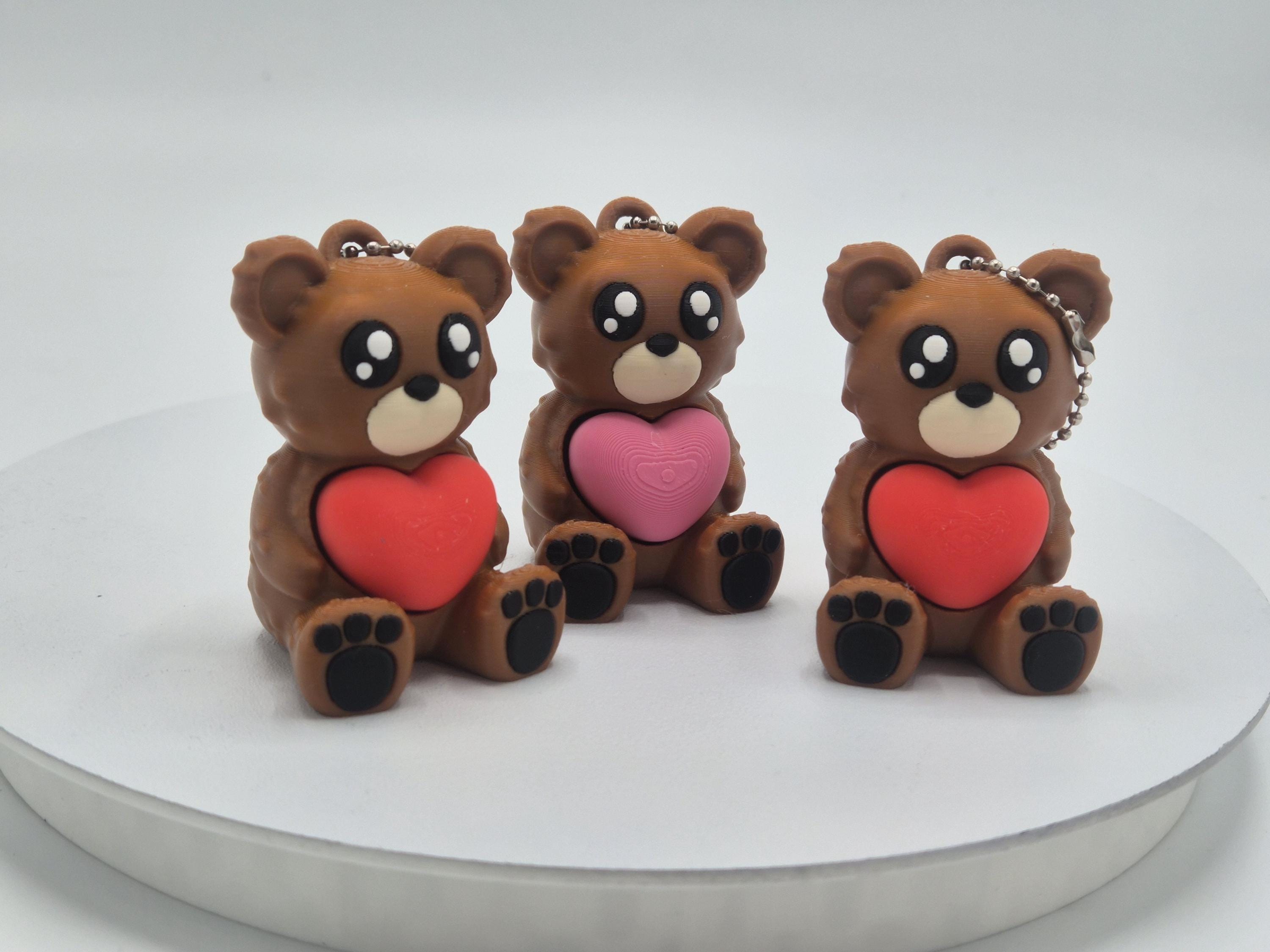 Cute Teddy Bear with Heart Fidget Clickers Keychains | Great Gift Idea!