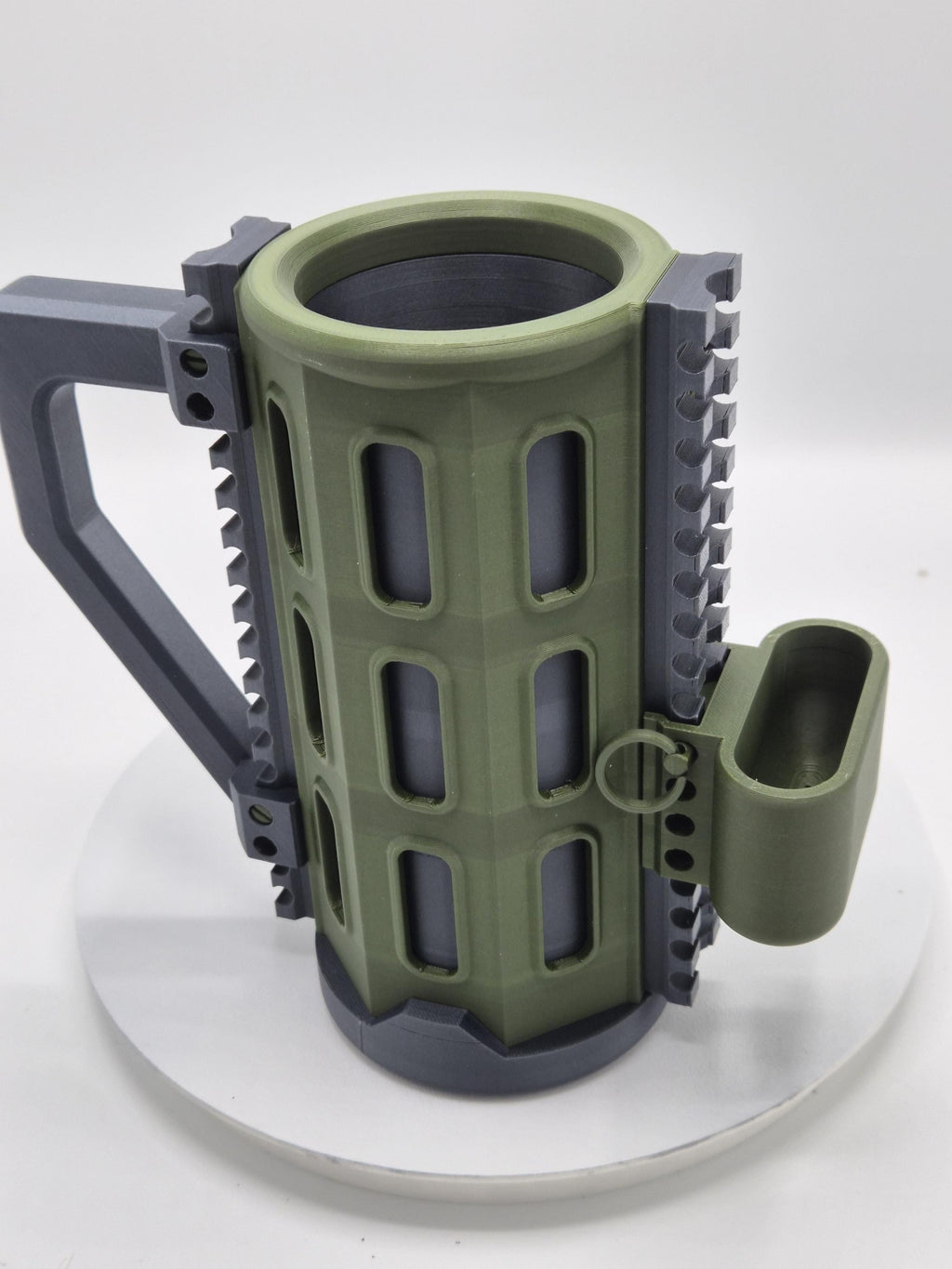 Tactical Can Cozie with Picatinny Functional Rails | Carbon Fiber 12oz + 16oz Cans Plus Tacticool Accessories!