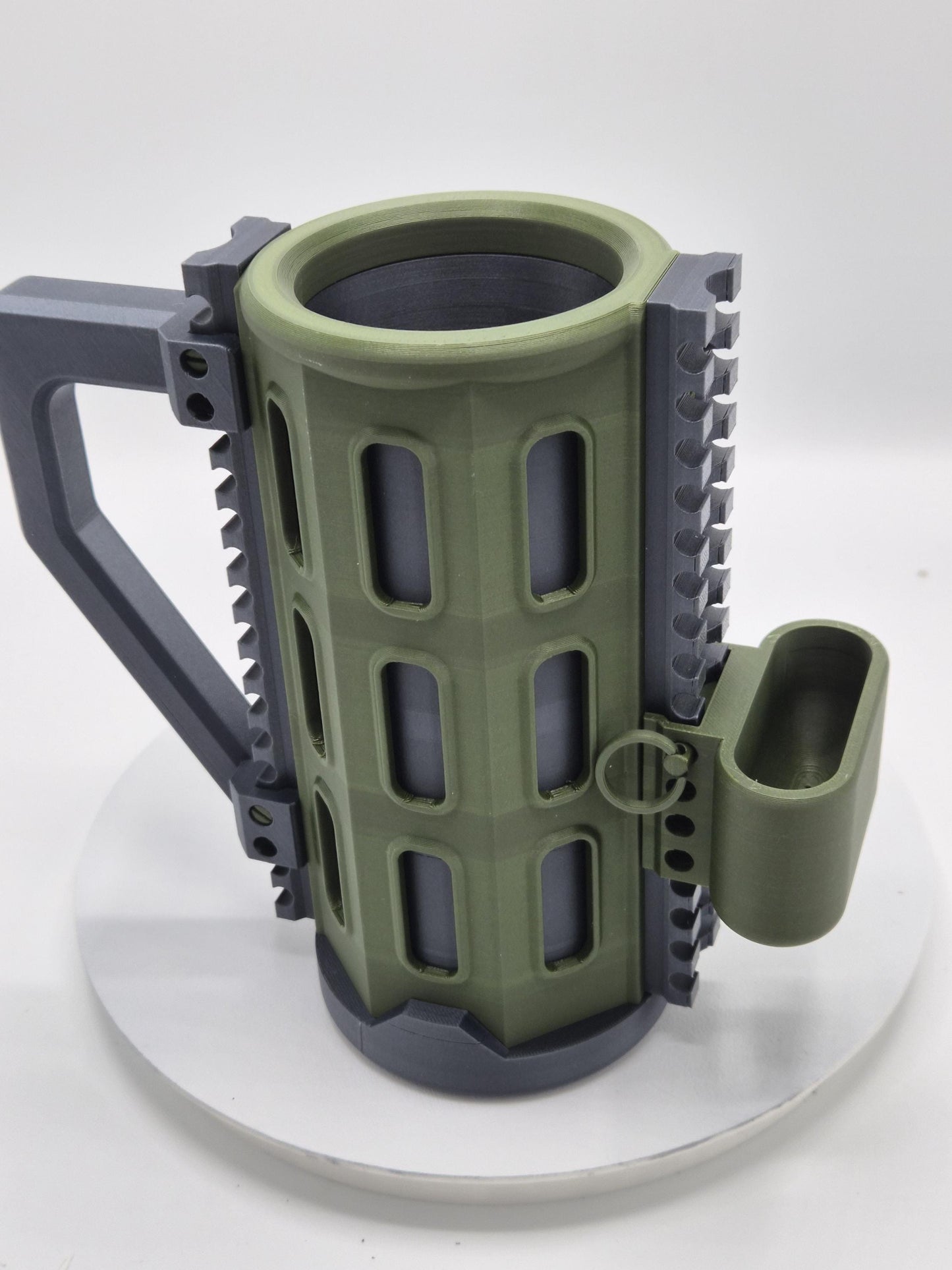 Tactical Can Cozie with Picatinny Functional Rails | Carbon Fiber 12oz + 16oz Cans Plus Tacticool Accessories!