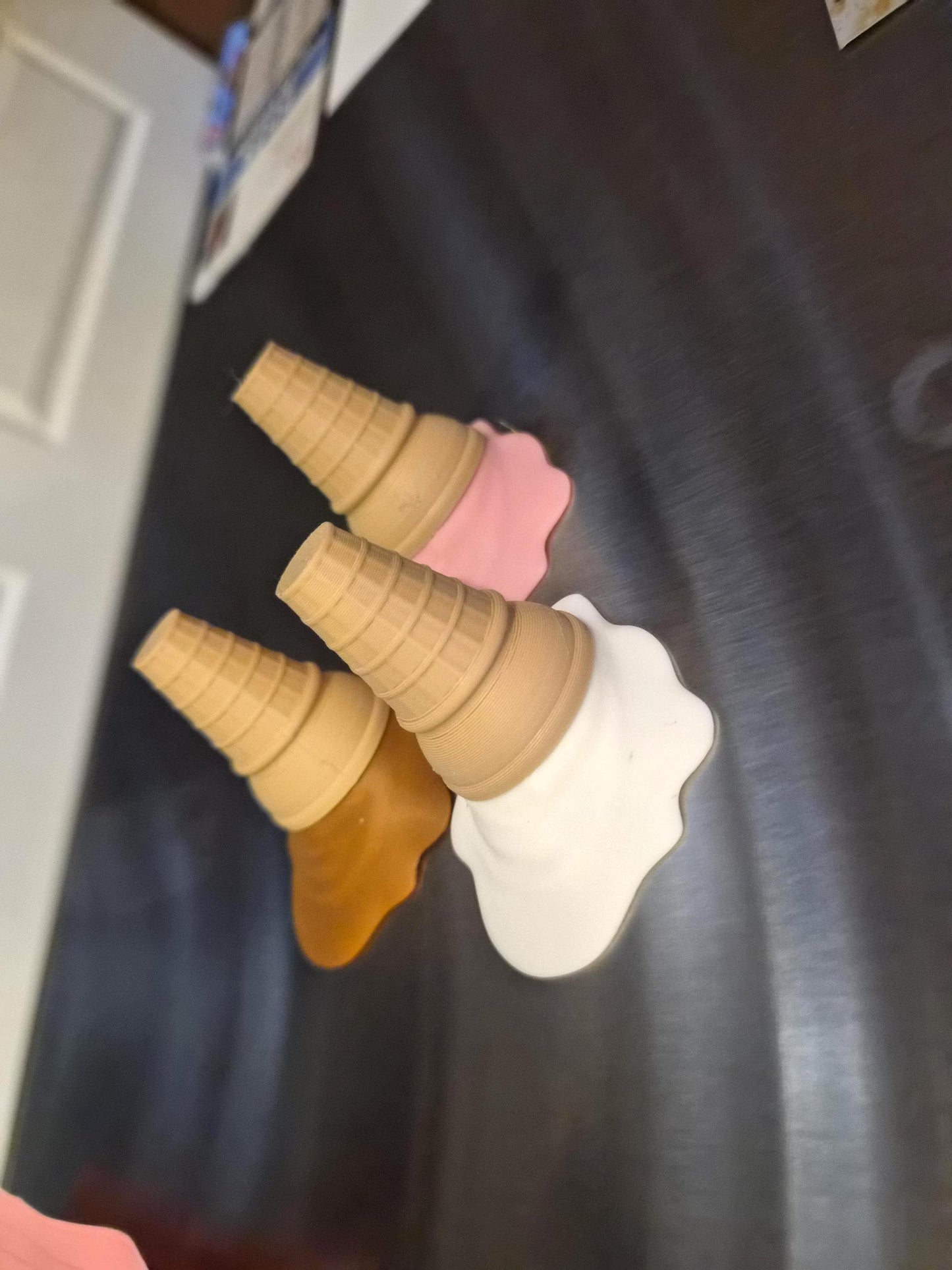 Trio of Melting Ice Cream Refrigerator Magnets - Neopolitan Flavors or Choose Your Own!