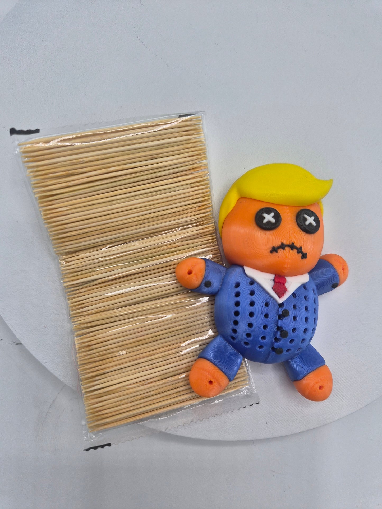 Whimsical Little Orange Man Toothpick Holder - 3D Printed Voodoo Doll for a Fun Twist!