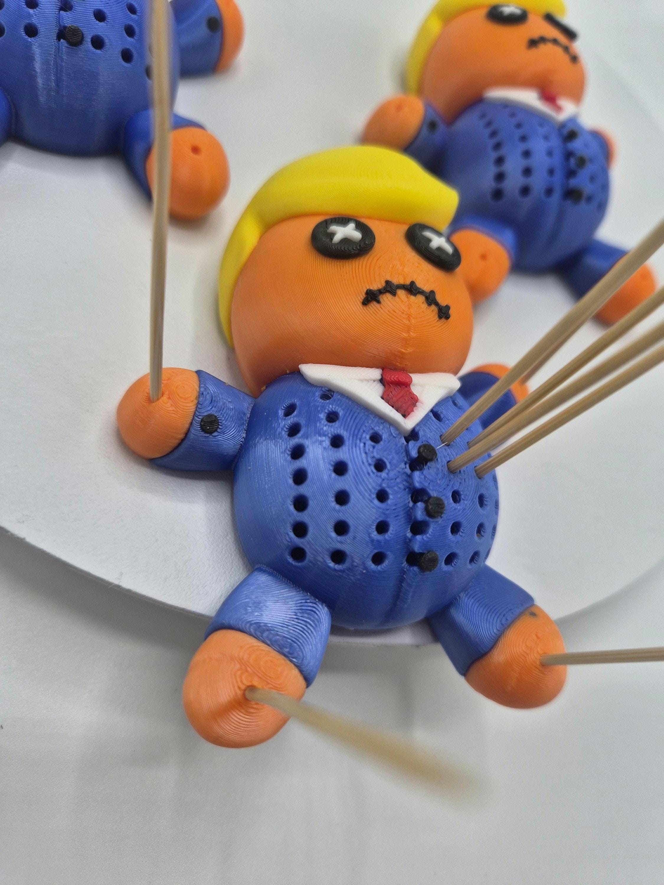 Whimsical Orange Trump Toothpick Holder - 3D Printed Voodoo Doll for a Fun Twist!