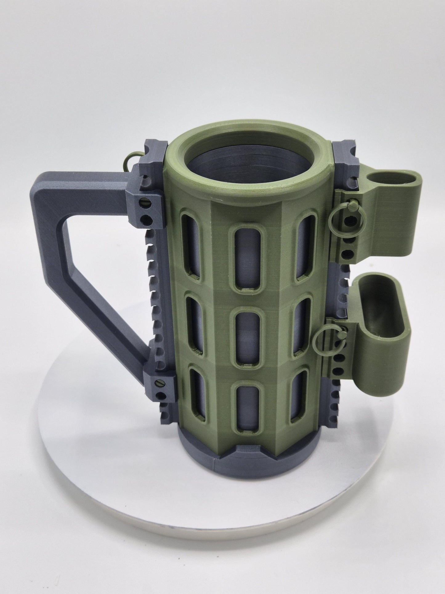 Tactical Can Cozie with Picatinny Functional Rails | Carbon Fiber 12oz + 16oz Cans Plus Tacticool Accessories!