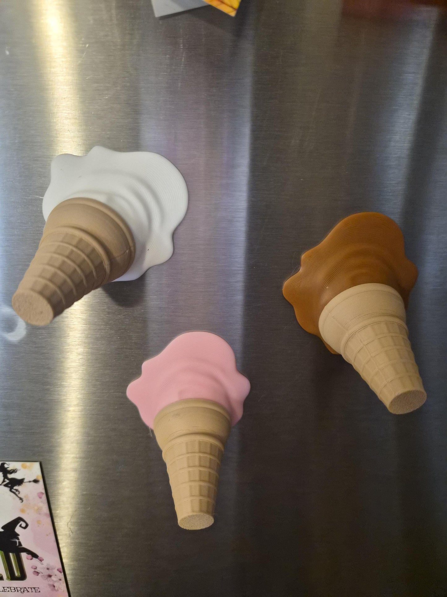 Trio of Melting Ice Cream Refrigerator Magnets - Neopolitan Flavors or Choose Your Own!