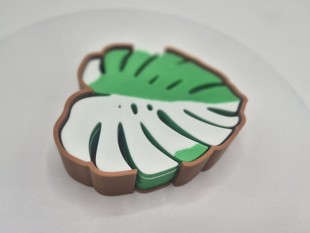 Monstera Mini Coaster Set of Four - 3D Printed - 4 Coasters with Different Designs