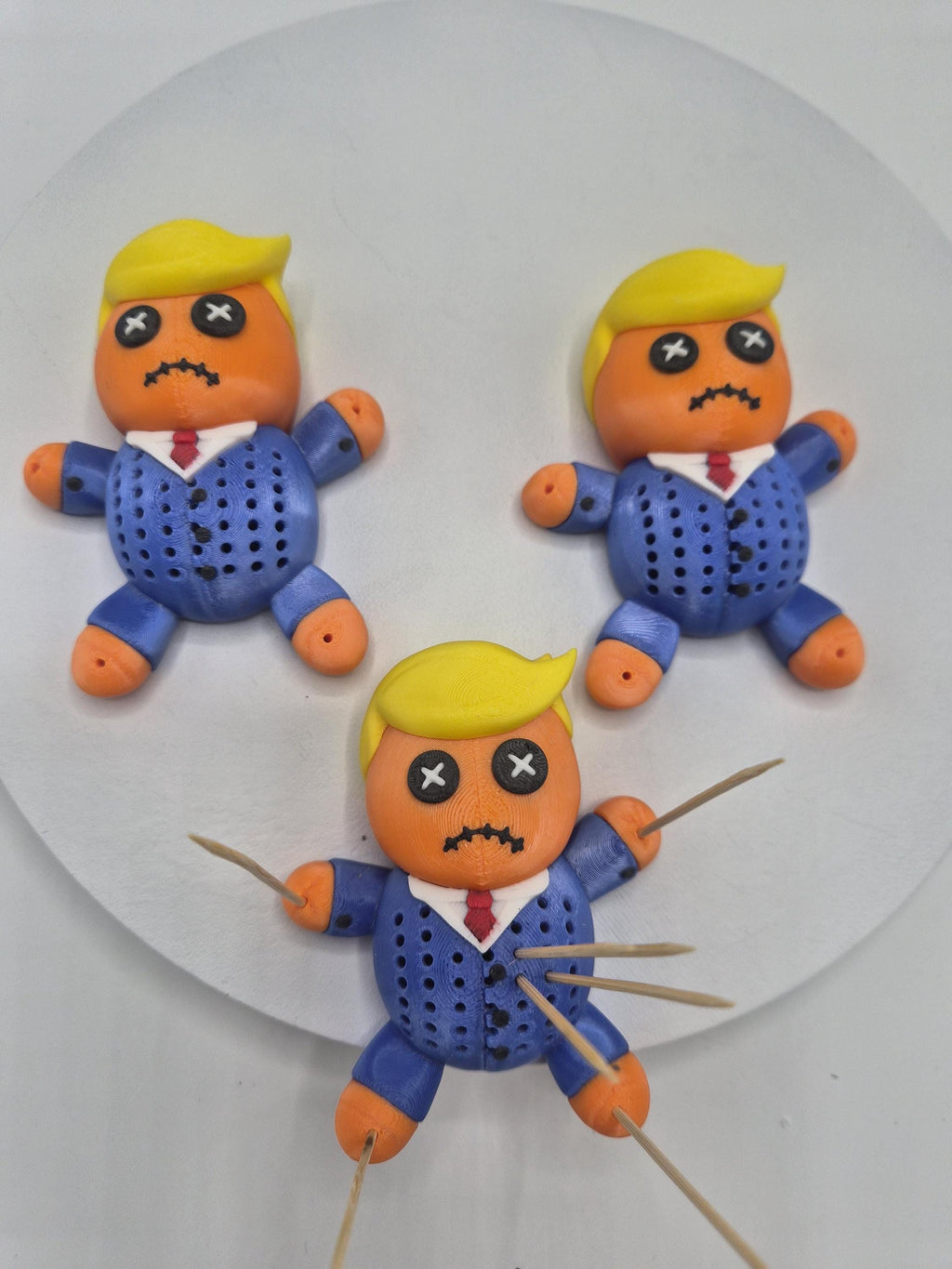 Whimsical Orange Trump Toothpick Holder - 3D Printed Voodoo Doll for a Fun Twist!