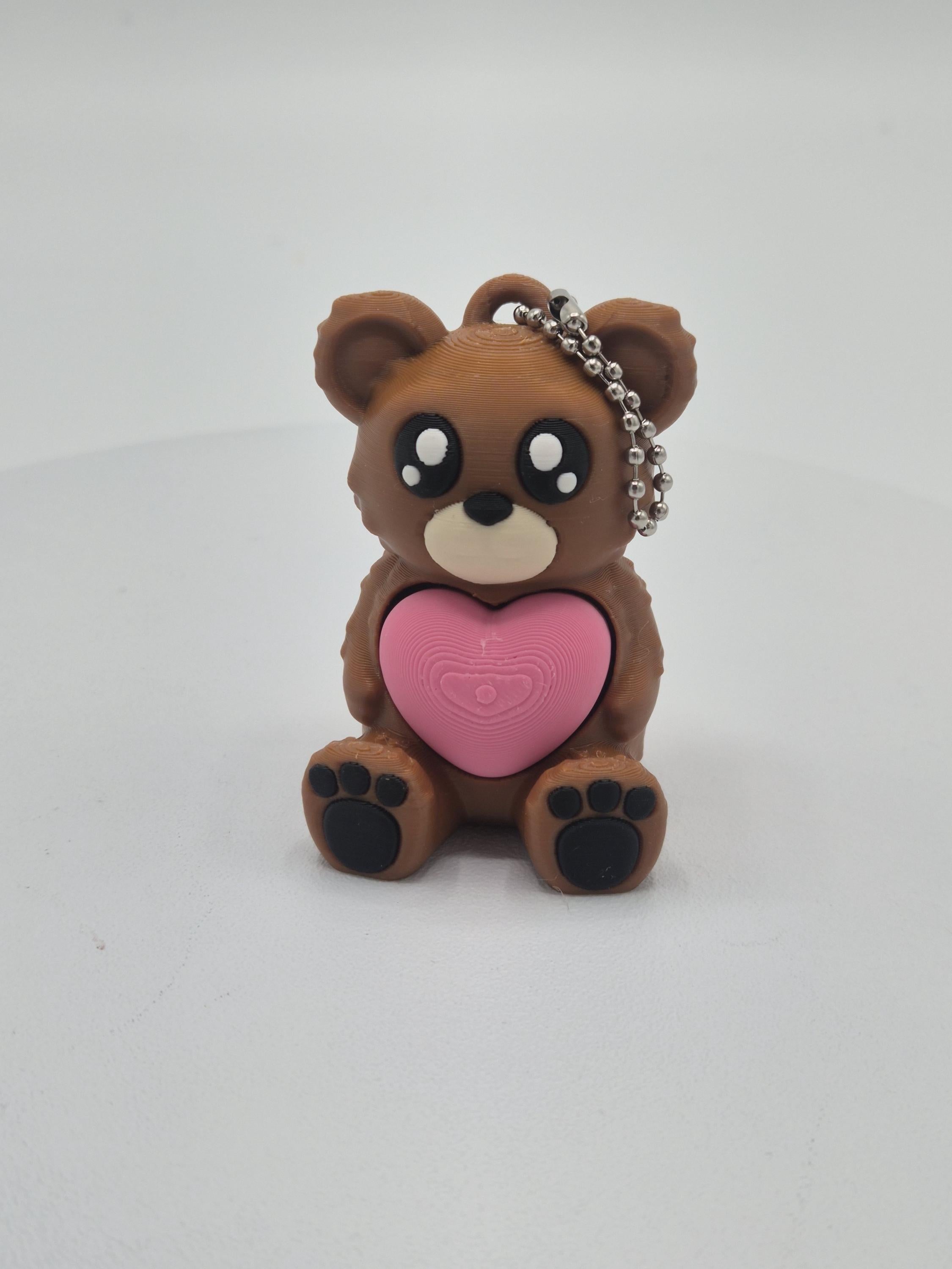 Cute Teddy Bear with Heart Fidget Clickers Keychains | Great Gift Idea!