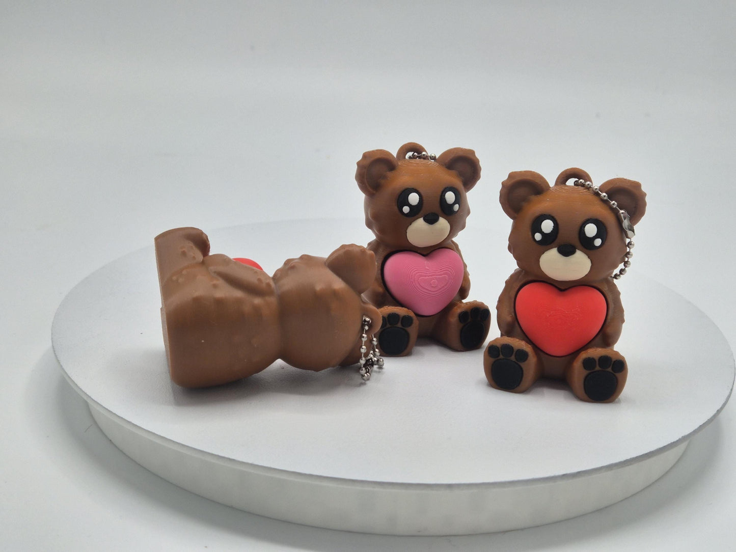 Cute Teddy Bear with Heart Fidget Clickers Keychains | Great Gift Idea!