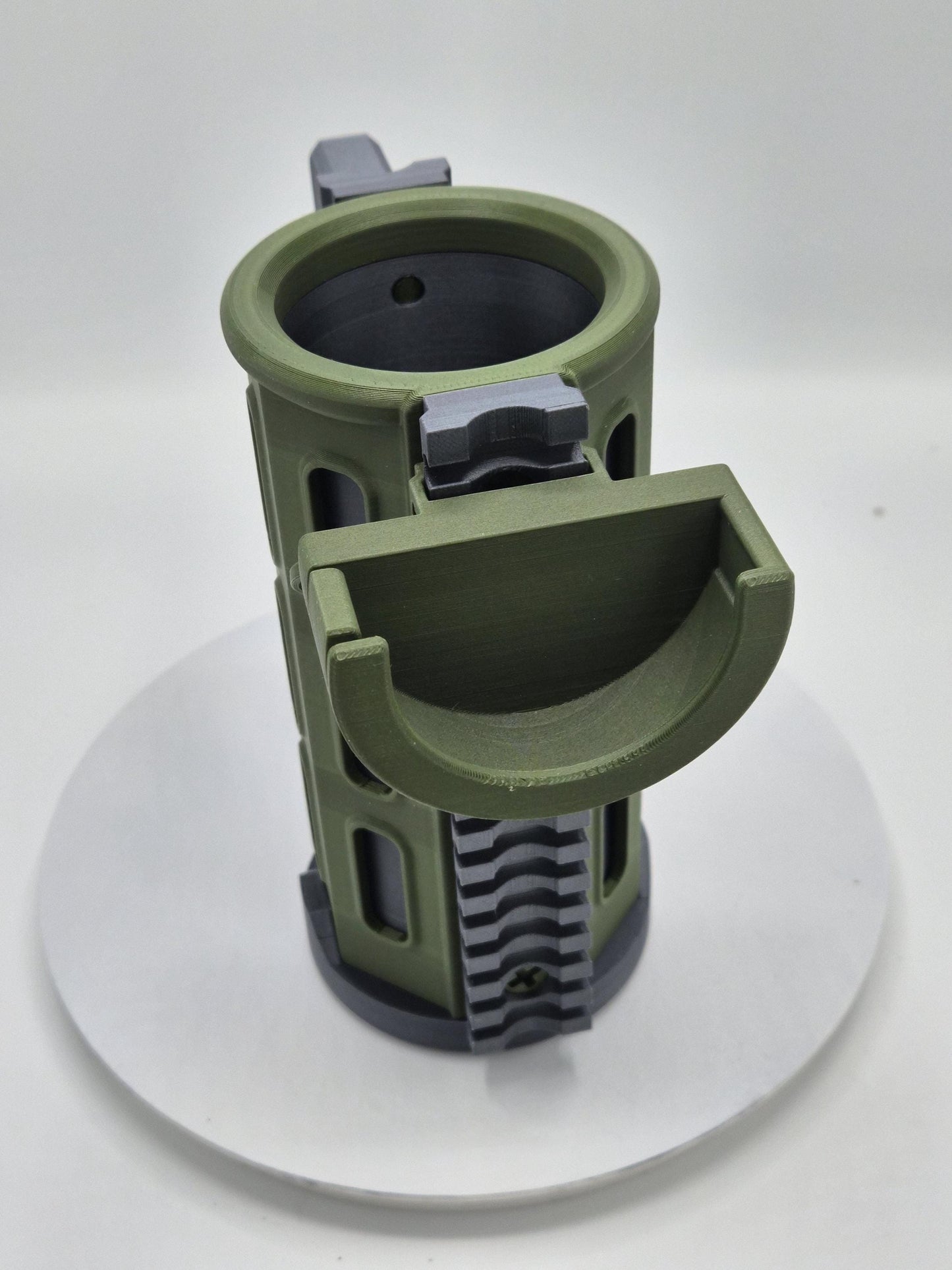 Tactical Can Cozie with Picatinny Functional Rails | Carbon Fiber 12oz + 16oz Cans Plus Tacticool Accessories!