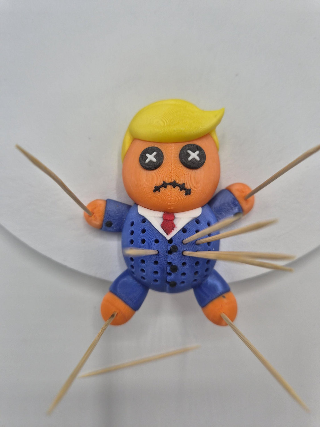 Whimsical Orange Trump Toothpick Holder - 3D Printed Voodoo Doll for a Fun Twist!