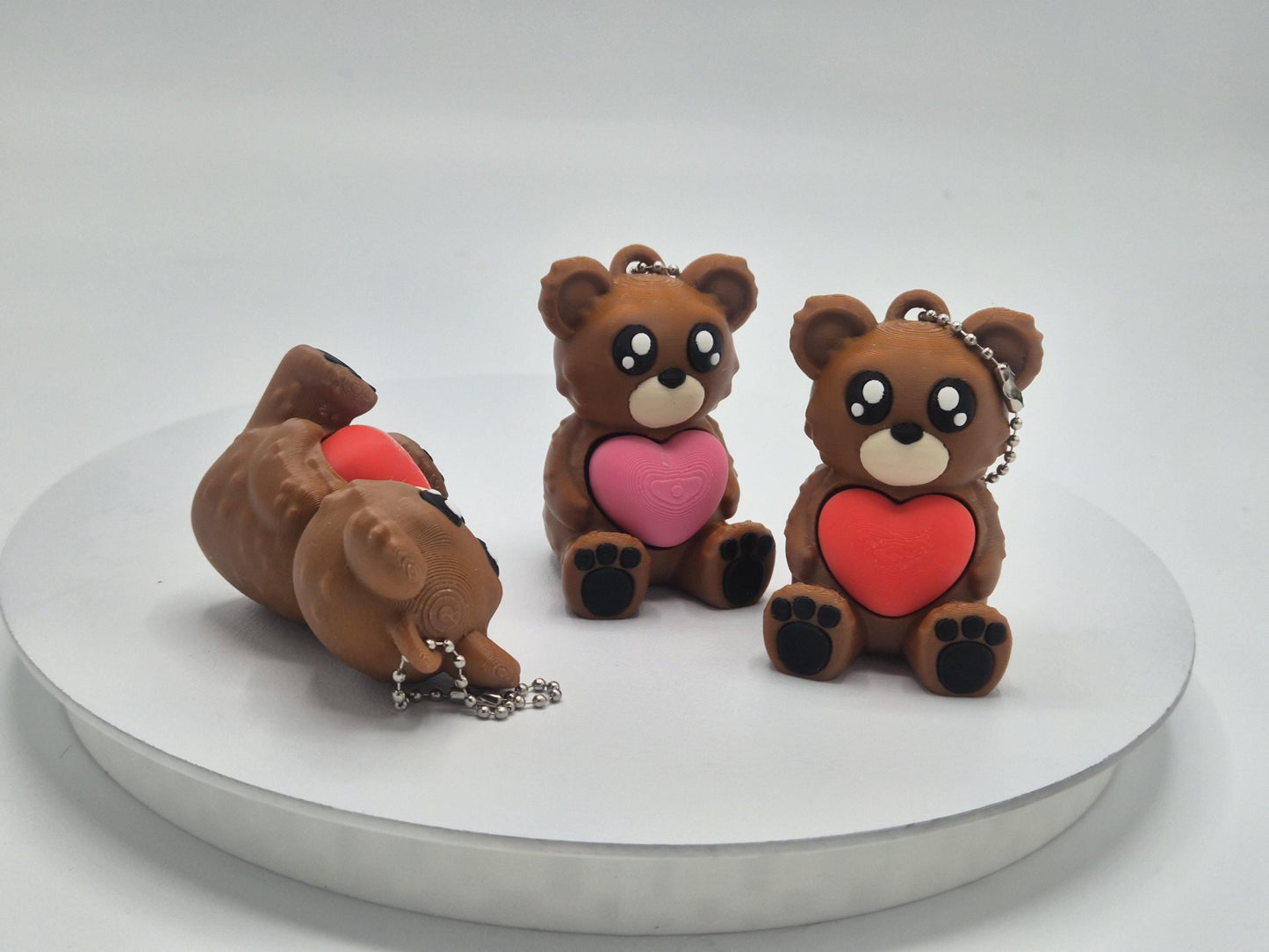 Cute Teddy Bear with Heart Fidget Clickers Keychains | Great Gift Idea!