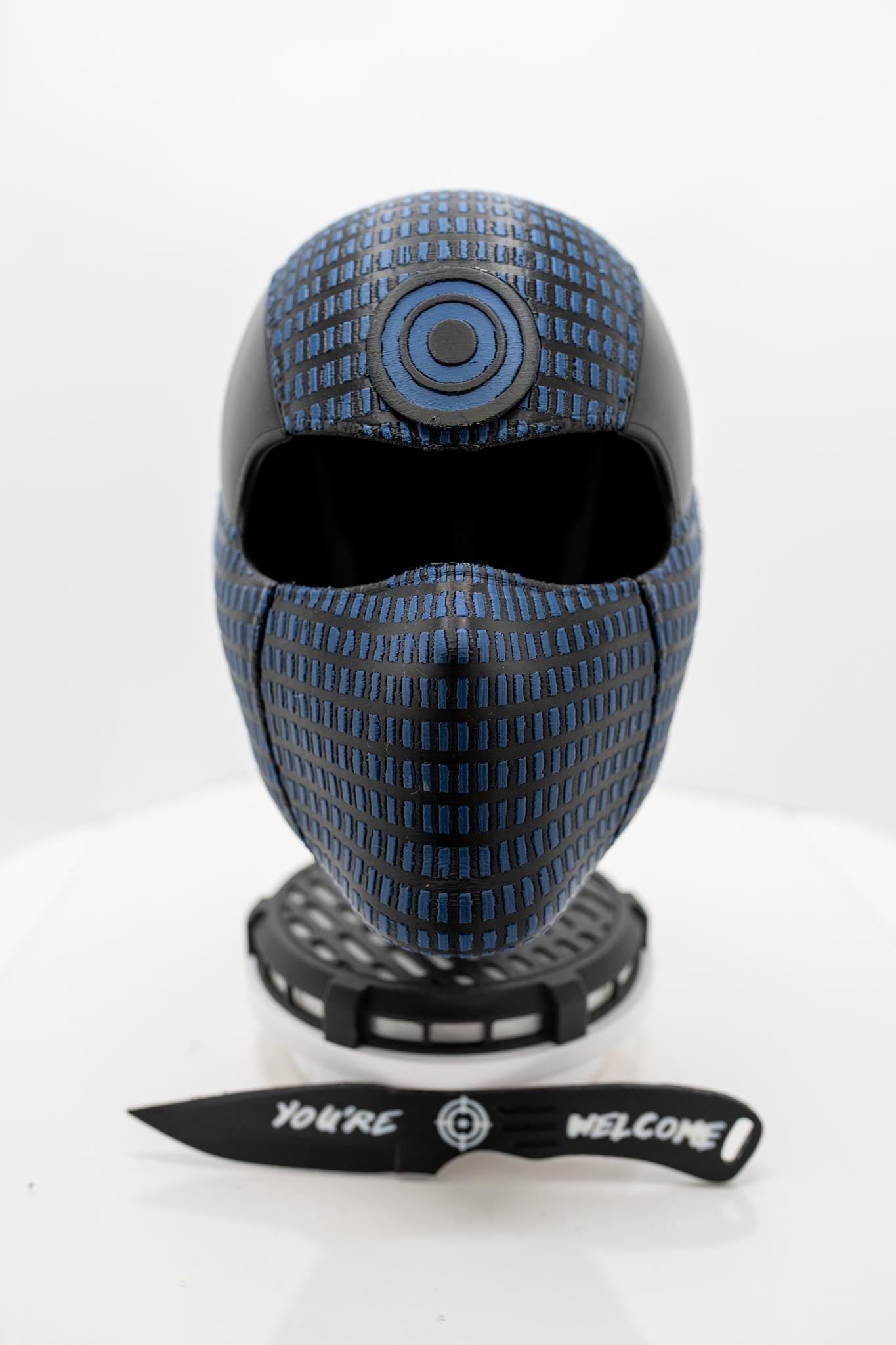 Bullseye Inspired Helmet + Free Knife - 3D Printed Cosplay / Display / Halloween