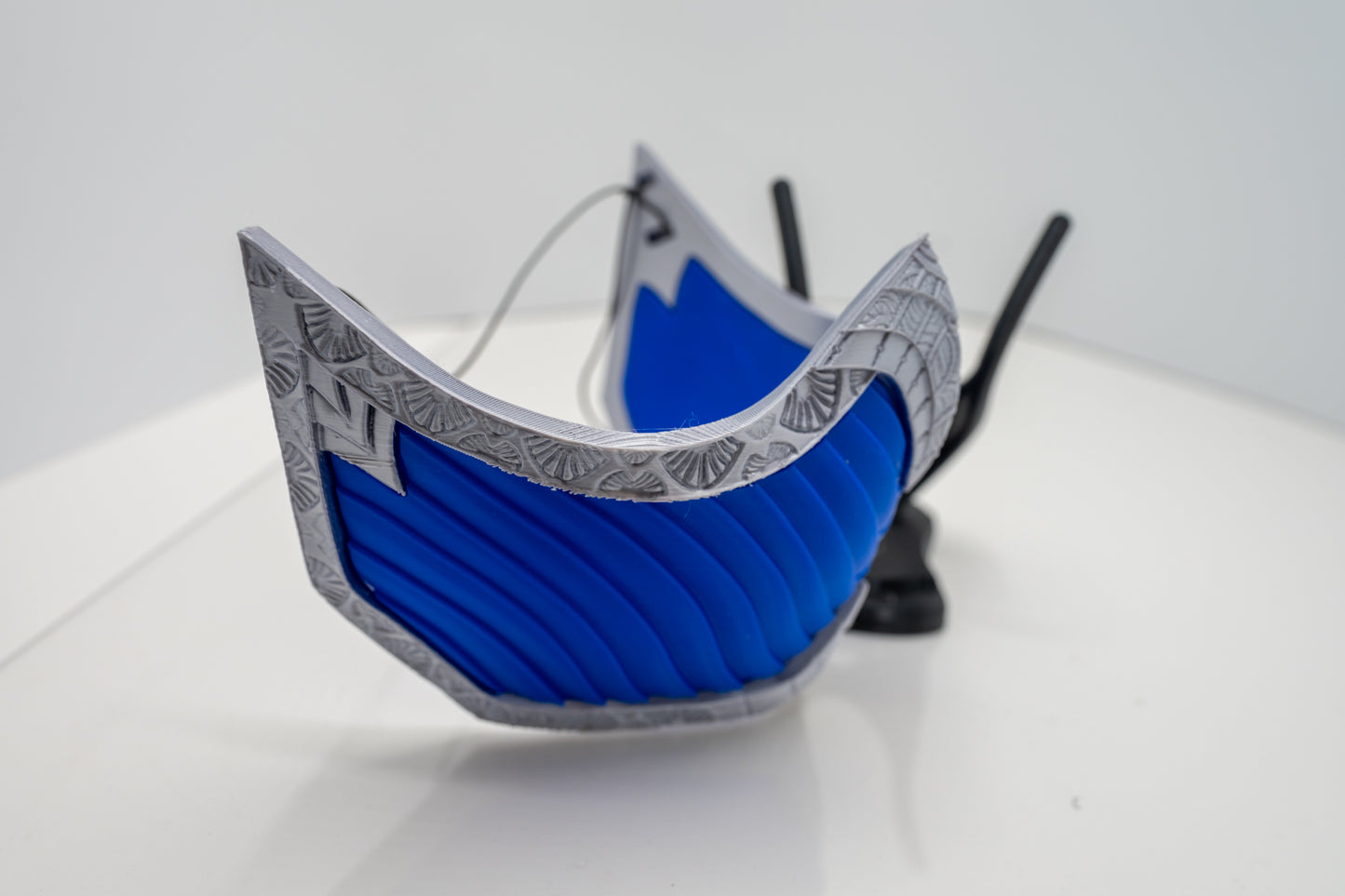 Cosplay Combat Mask - Sapphire Blue with Shiny Silver Frame!  Choose Your Size!