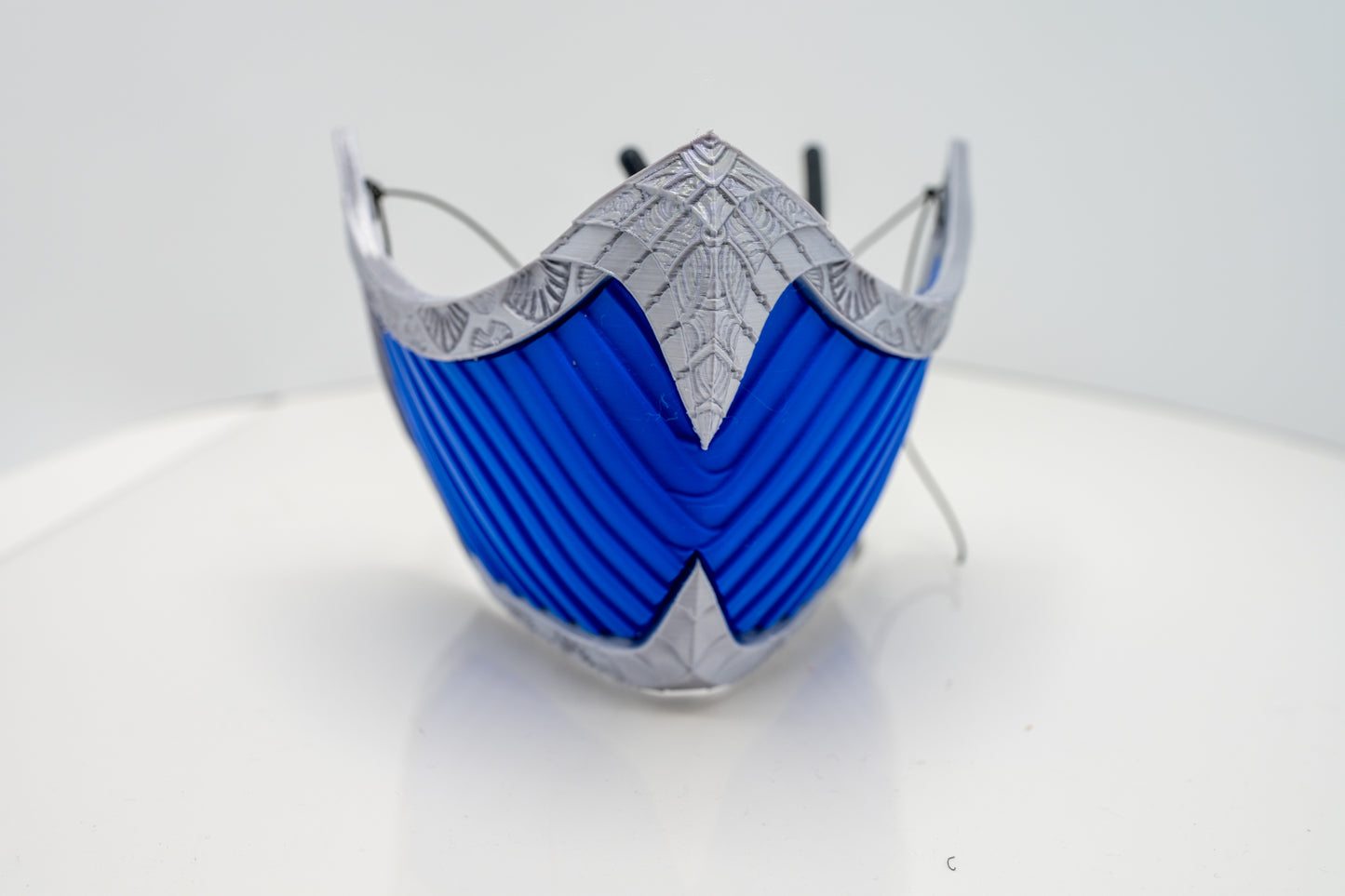Cosplay Combat Mask - Sapphire Blue with Shiny Silver Frame!  Choose Your Size!