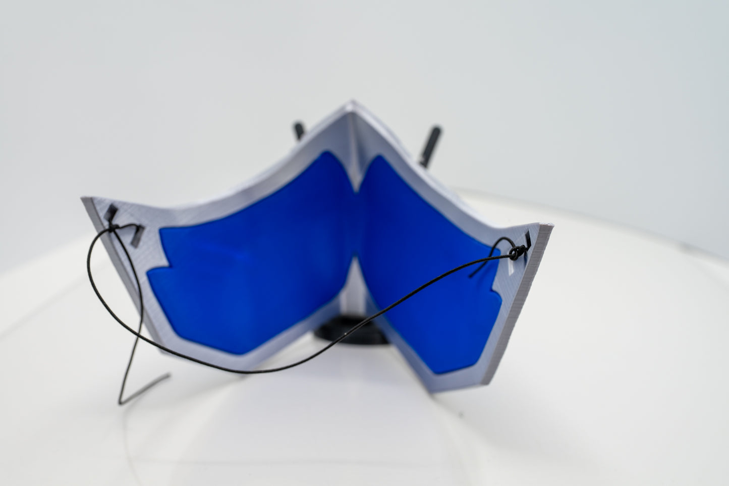 Cosplay Combat Mask - Sapphire Blue with Shiny Silver Frame!  Choose Your Size!