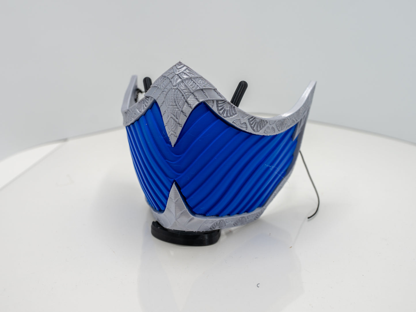 Cosplay Combat Mask - Sapphire Blue with Shiny Silver Frame!  Choose Your Size!