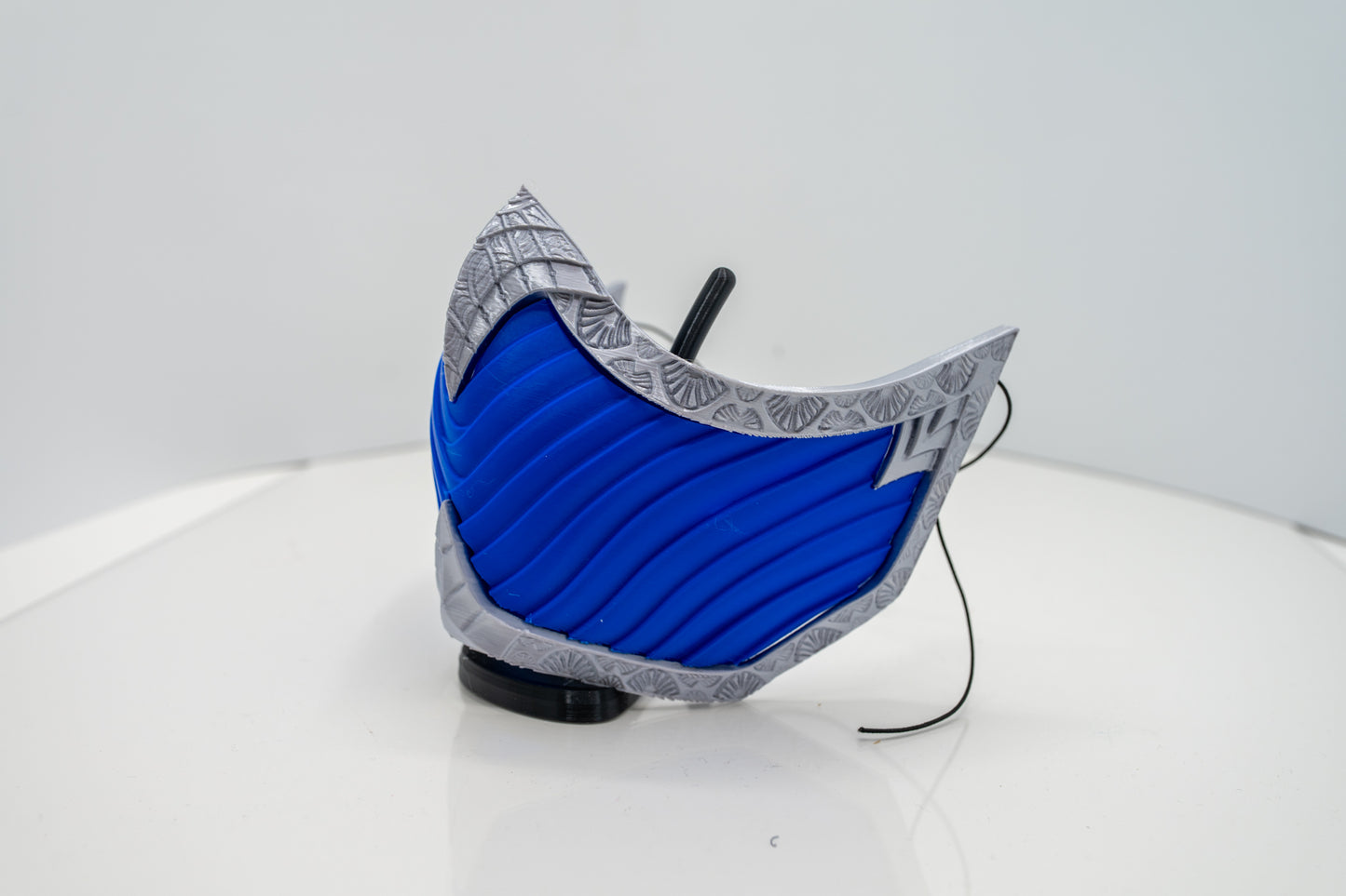 Cosplay Combat Mask - Sapphire Blue with Shiny Silver Frame!  Choose Your Size!