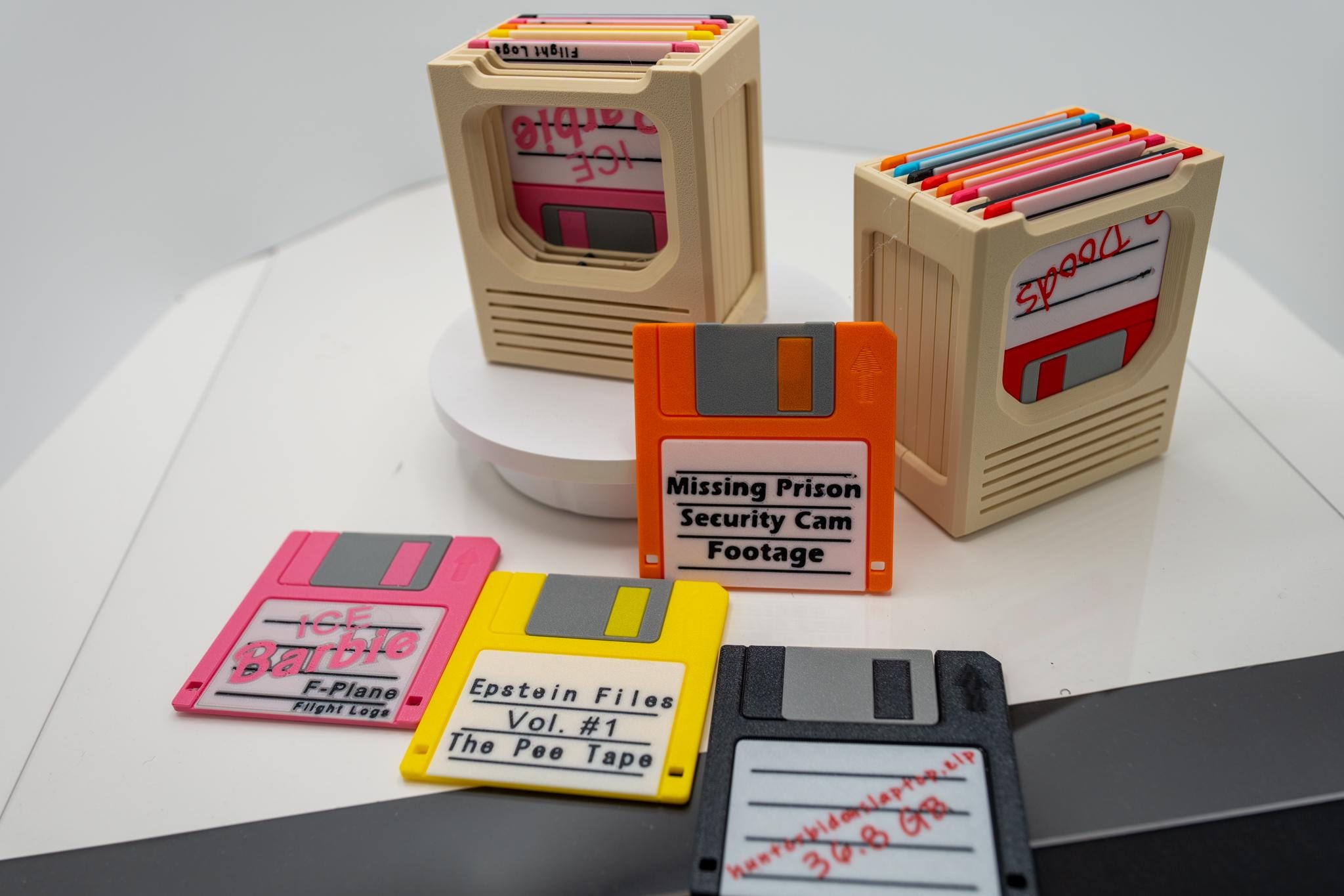 Epstein Files / Funny Political Nostalgic Floppy Disk Coasters - Working Set of 8 that Clicks!