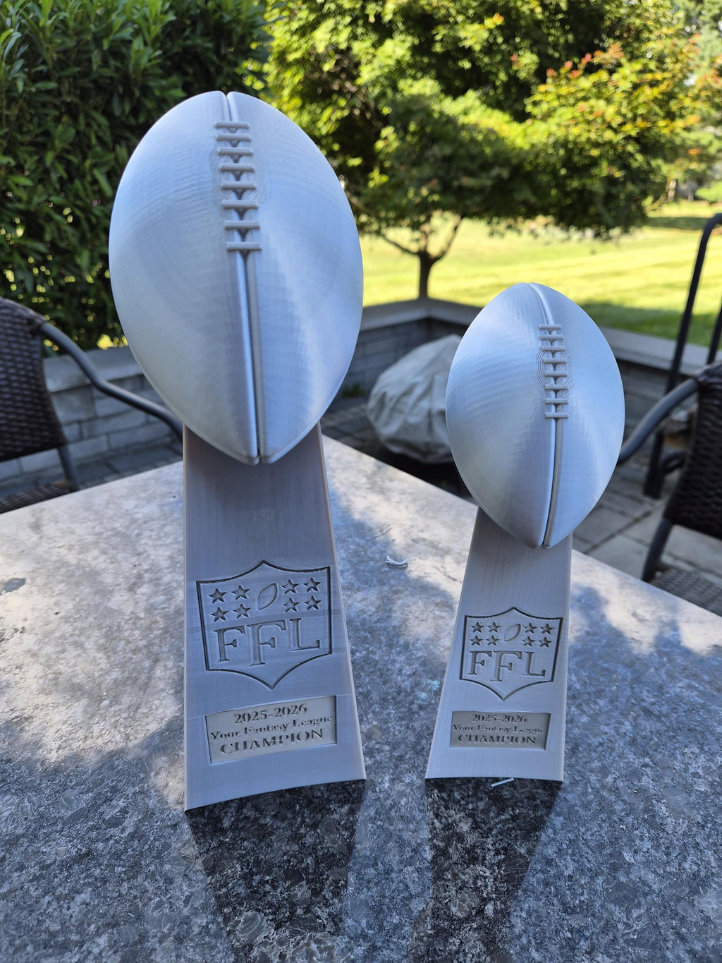 Fantasy Football 3D-Printed Trophy with Custom Winner / Year Insert