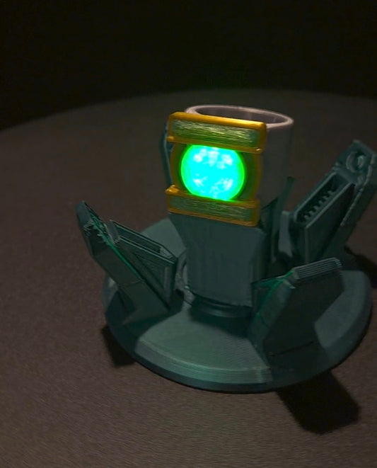 Gold and Silver Show Lantern Corps Cosplay Ring with Display Stand