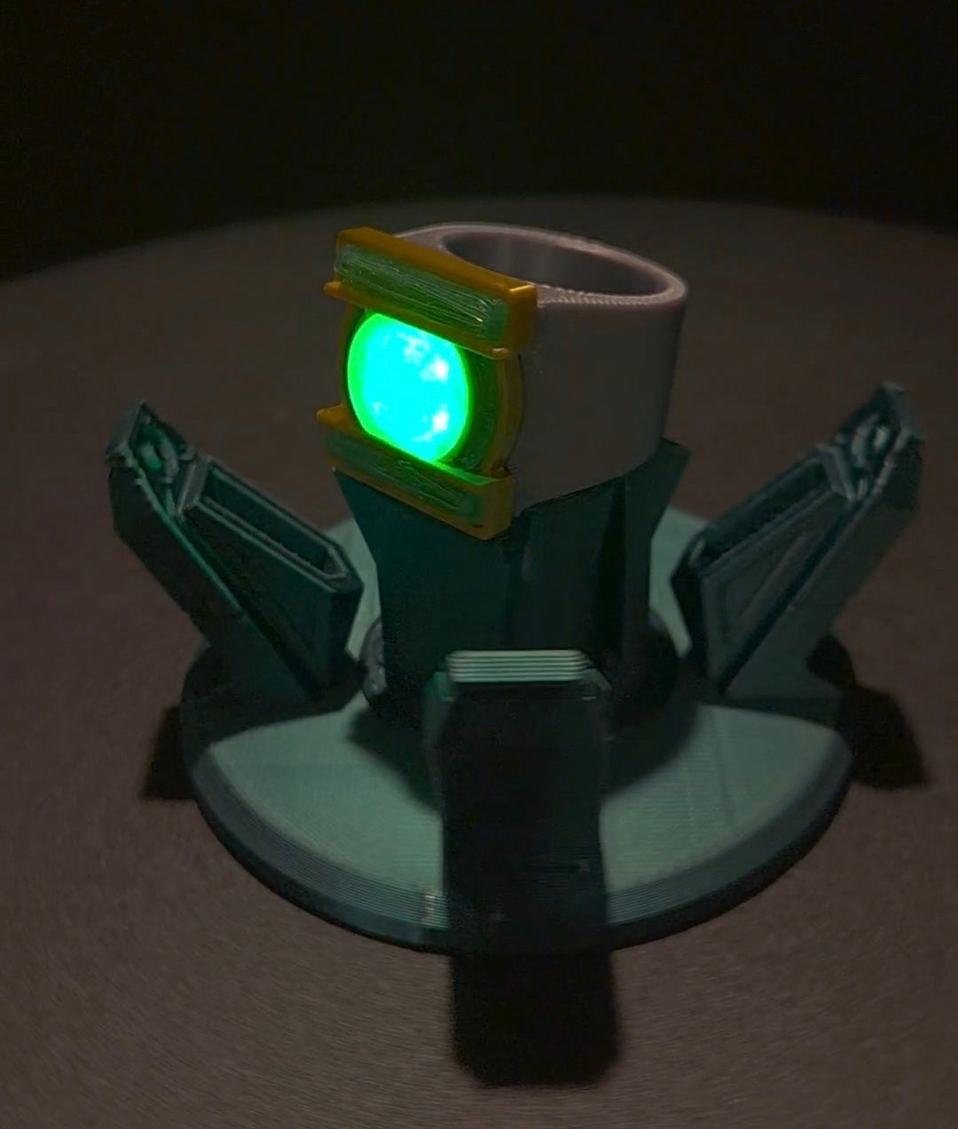 Gold and Silver Show Lantern Corps Cosplay Ring with Display Stand