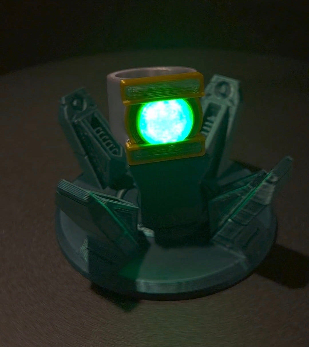 Gold and Silver Show Lantern Corps Cosplay Ring with Display Stand